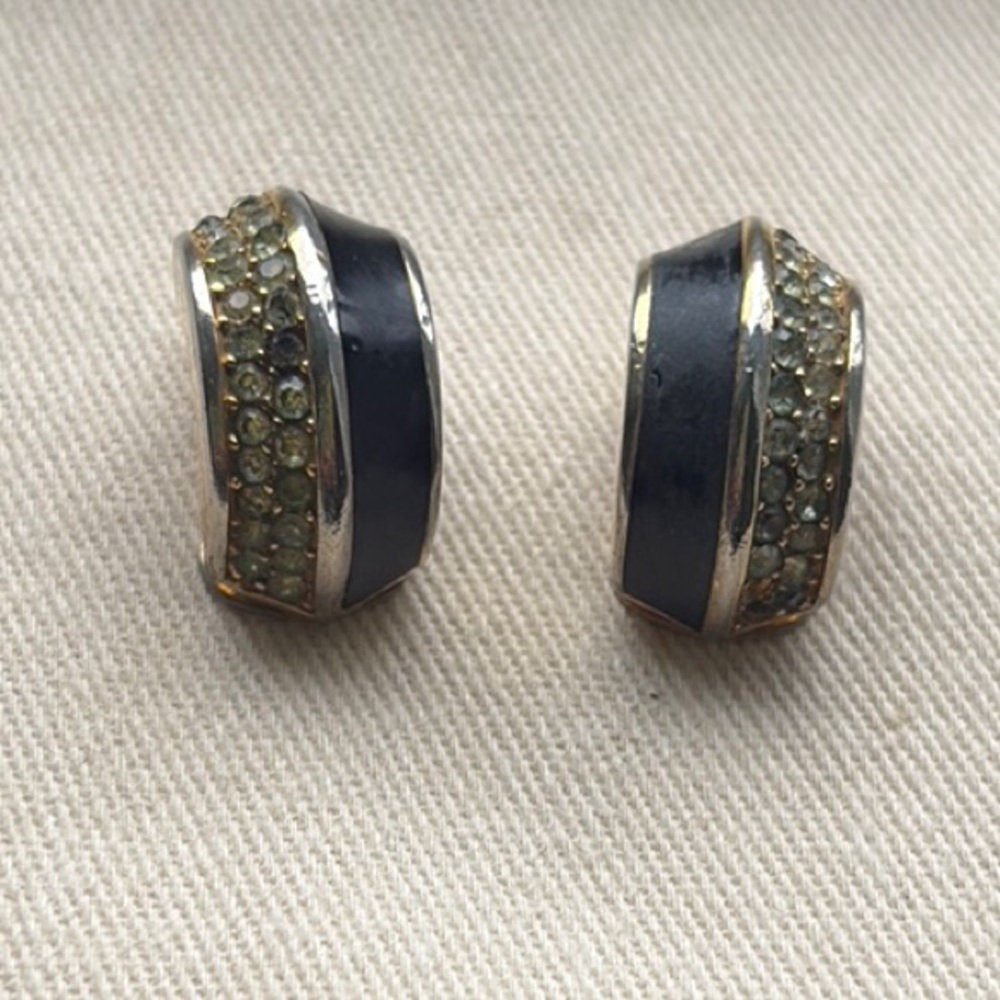 Gold and Black Geometric Earrings with Matte Finish